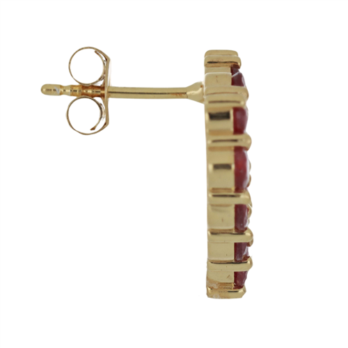 BUY NATURAL RUBY GLASS FILLED GEMSTONE EARRING IN GOLD PLATED FINISH